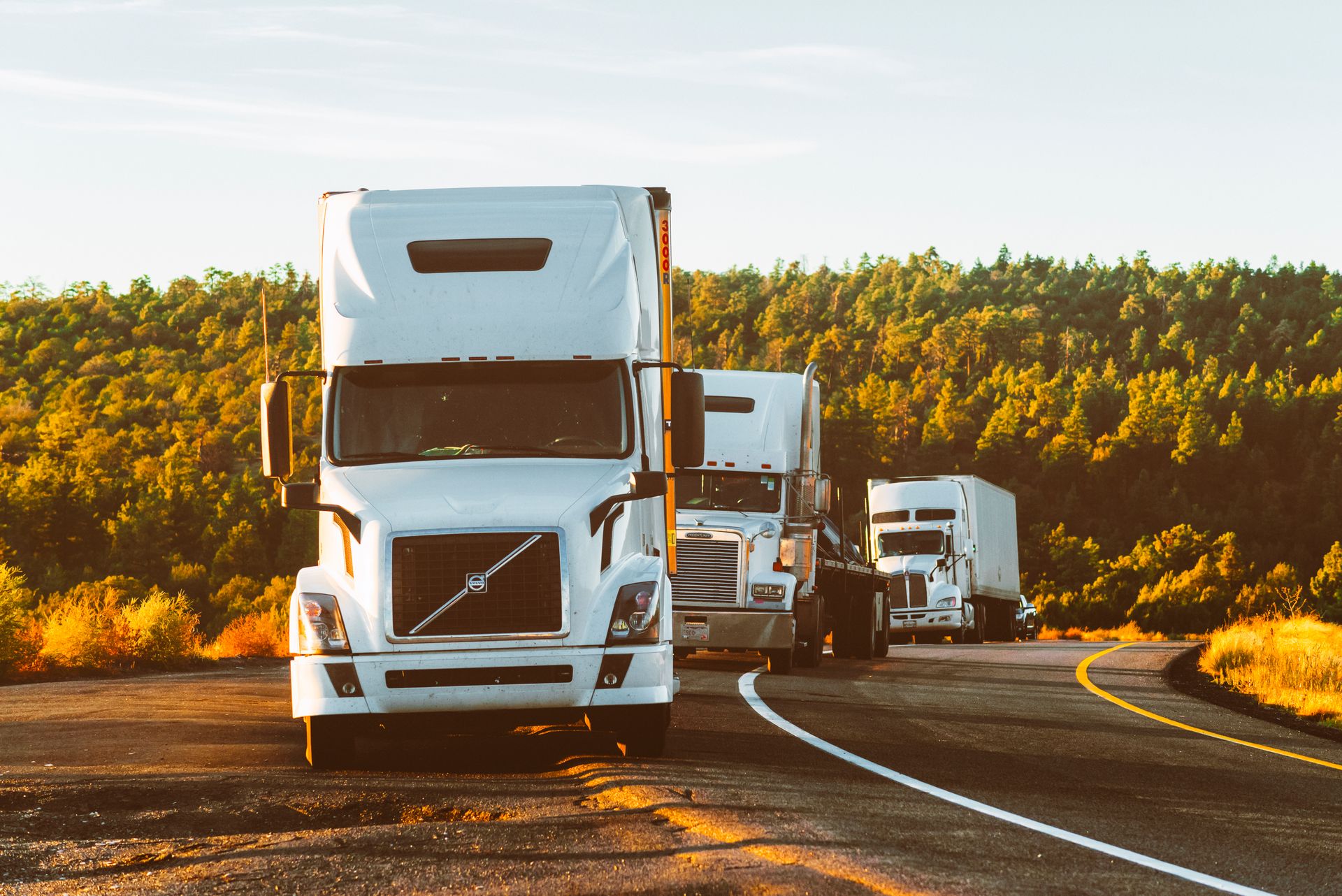 Commercial semi-trucks on the highway